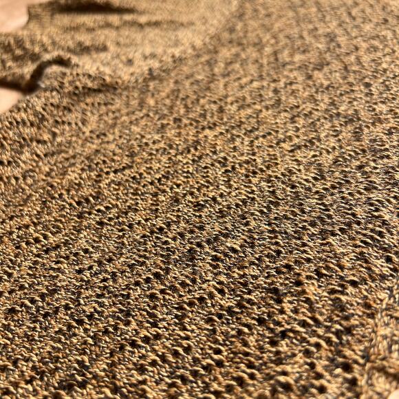 Vintage 90s Short Sleeve Button Up Cardigan Light Brown Zig Zag Crochet Knit Y2K - Picture 4 of 5